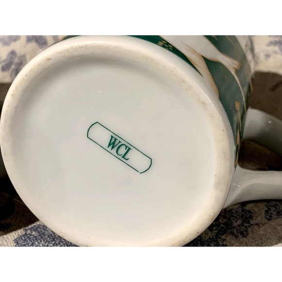 VTG Pair of WCL Green Mugs with Peace Doves and Ribbons - Picture 7 of 9